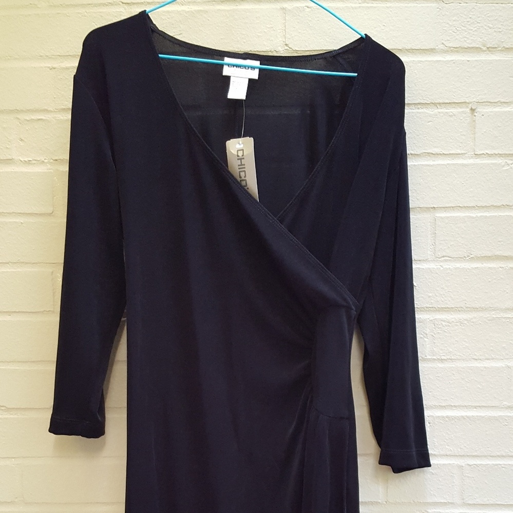 Chico's faux wrap little black dress Size 1